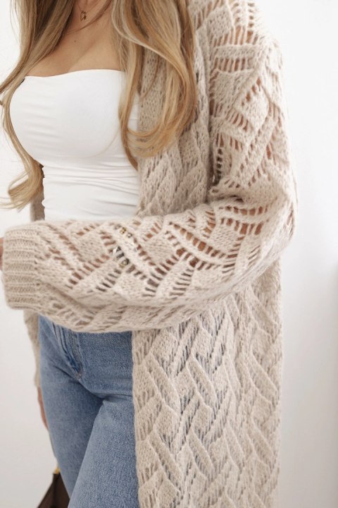 Sweter długi kardigan Super KID Moher beżowy Sweter długi kardigan Super KID Moher beżowy