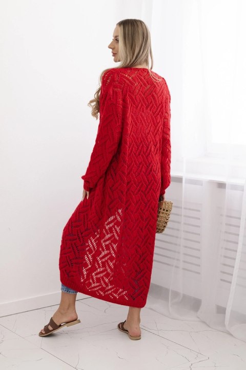 Sweter długi kardigan Super KID Moher czerwony Sweter długi kardigan Super KID Moher czerwony