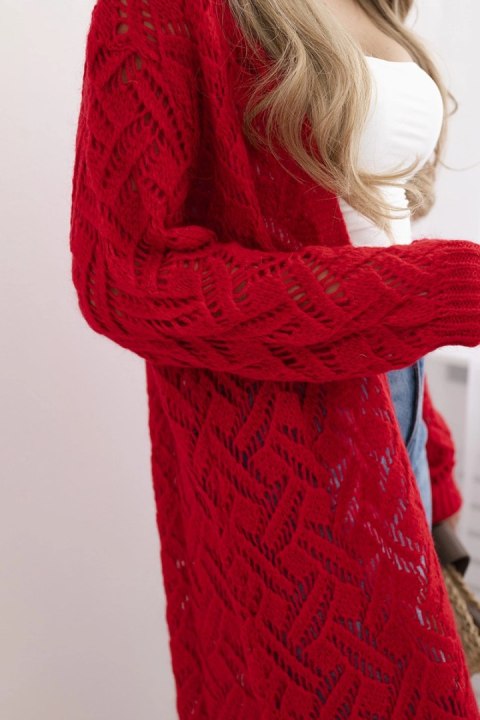 Sweter długi kardigan Super KID Moher czerwony Sweter długi kardigan Super KID Moher czerwony