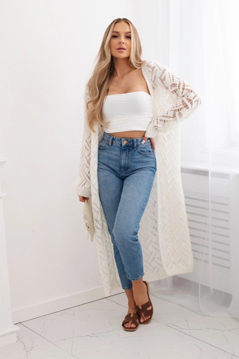 Sweter długi kardigan Super KID Moher ecru Sweter długi kardigan Super KID Moher ecru