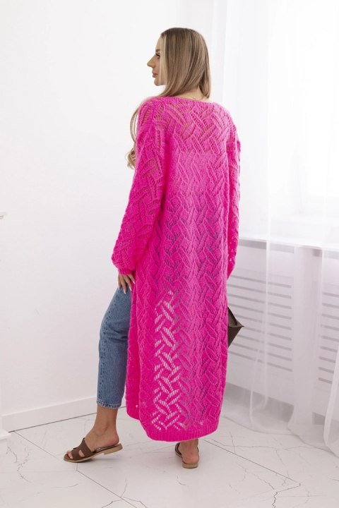 Sweter długi kardigan Super KID Moher różowy neon Sweter długi kardigan Super KID Moher różowy neon