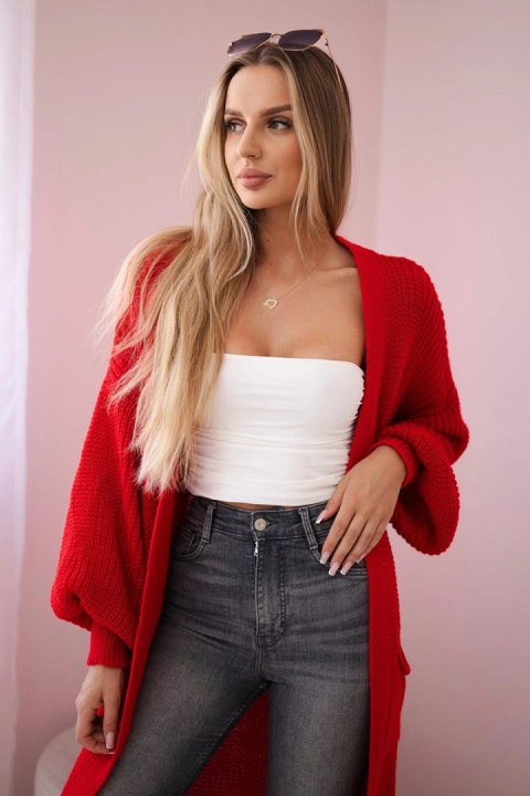 Sweter długi kardigan czerwony Sweter długi kardigan czerwony