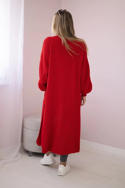 Sweter długi kardigan czerwony Sweter długi kardigan czerwony