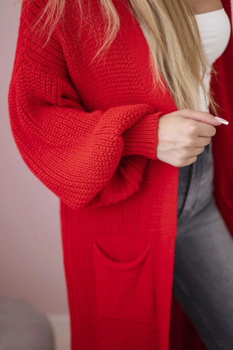 Sweter długi kardigan czerwony Sweter długi kardigan czerwony