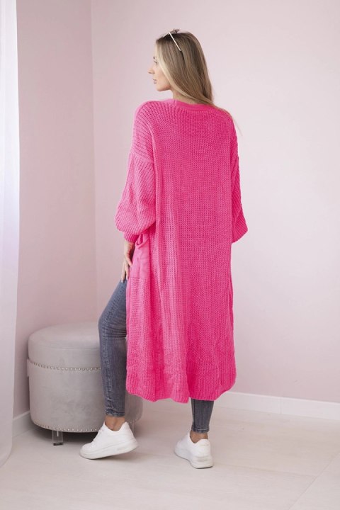 Sweter długi kardigan różowy neon Sweter długi kardigan różowy neon