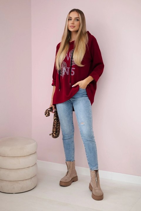 Bluza wiskozowa plus size Love bordowa Bluza wiskozowa plus size Love bordowa
