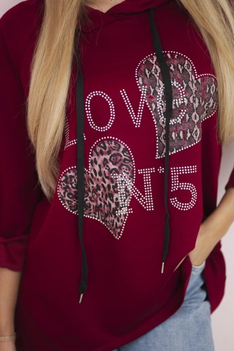 Bluza wiskozowa plus size Love bordowa Bluza wiskozowa plus size Love bordowa