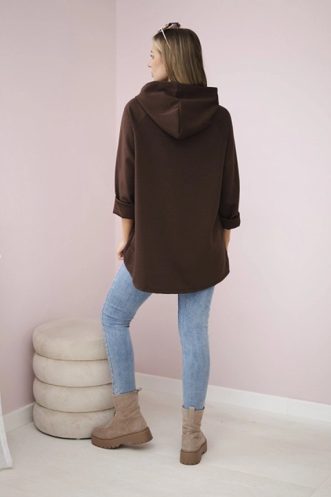 Bluza wiskozowa plus size Love brązowa Bluza wiskozowa plus size Love brązowa