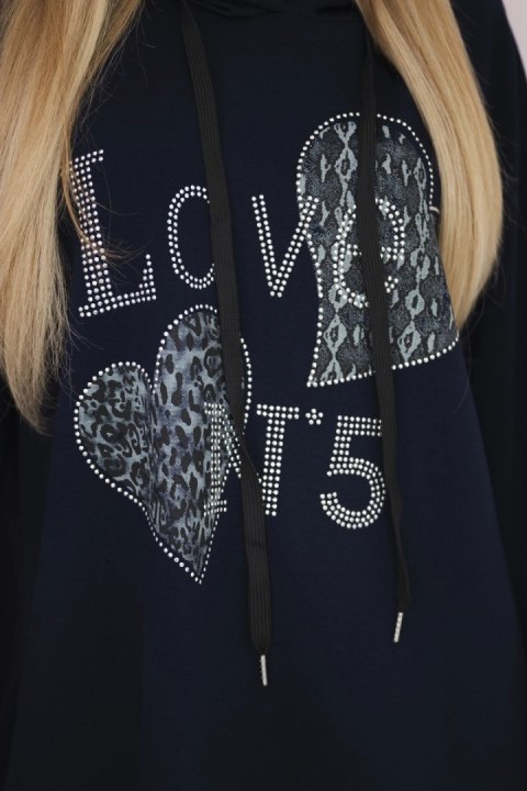 Bluza wiskozowa plus size Love granatowa Bluza wiskozowa plus size Love granatowa