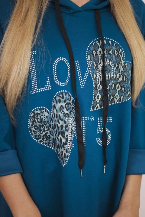 Bluza wiskozowa plus size Love morska Bluza wiskozowa plus size Love morska