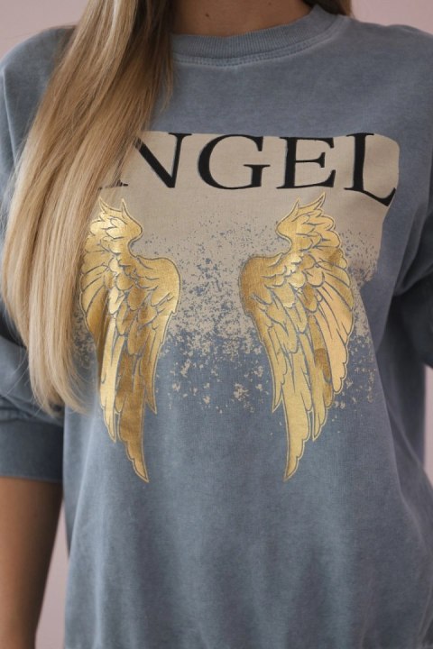Komplet bawełniany dekatyzowany Angel bluza + spodnie jeansowy Komplet bawełniany dekatyzowany Angel bluza + spodnie jeansowy