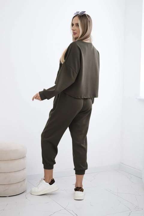 Komplet z wiskozy Amour bluza + spodnie khaki Komplet z wiskozy Amour bluza + spodnie khaki