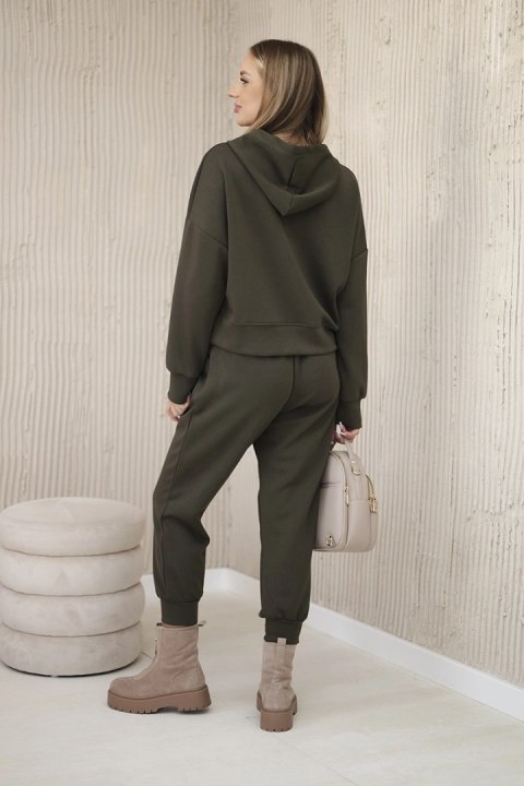 Komplet z wiskozy bluza z kapturem + spodnie khaki Komplet z wiskozy bluza z kapturem + spodnie khaki