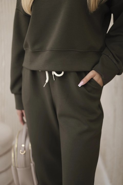 Komplet z wiskozy bluza z kapturem + spodnie khaki Komplet z wiskozy bluza z kapturem + spodnie khaki