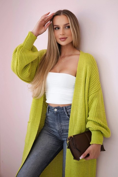 Sweter długi kardigan pistacjowy Sweter długi kardigan pistacjowy