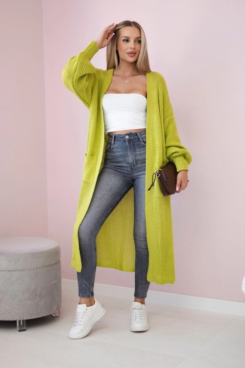 Sweter długi kardigan pistacjowy Sweter długi kardigan pistacjowy
