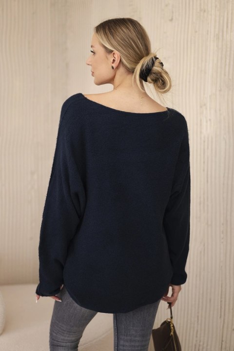 Sweter z dekoltem V granatowy Sweter z dekoltem V granatowy