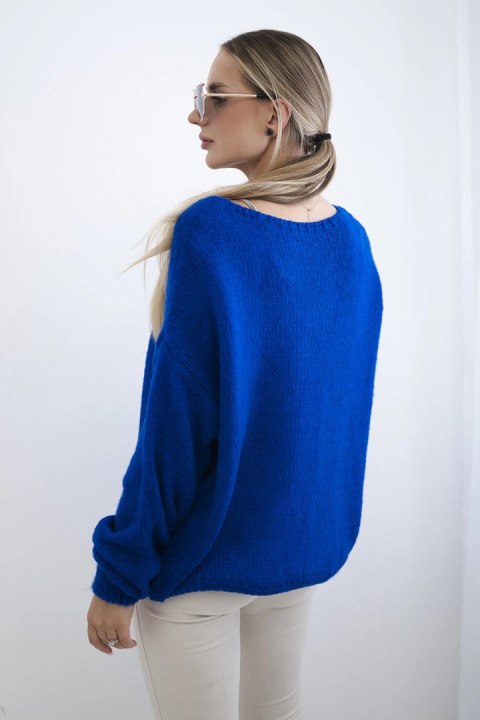 Sweter z wiązaniem z przodu chabrowy Sweter z wiązaniem z przodu chabrowy