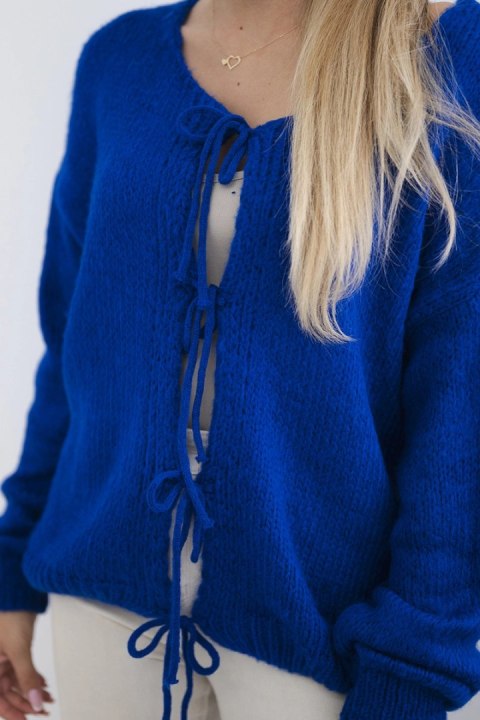 Sweter z wiązaniem z przodu chabrowy Sweter z wiązaniem z przodu chabrowy