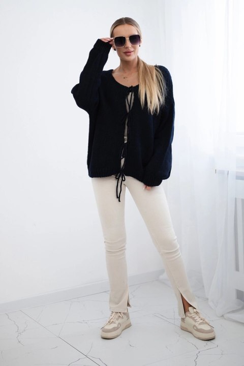 Sweter z wiązaniem z przodu granatowy Sweter z wiązaniem z przodu granatowy