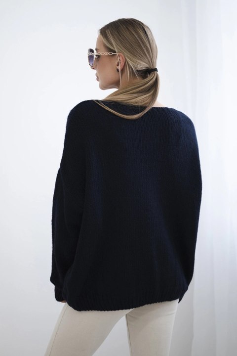 Sweter z wiązaniem z przodu granatowy Sweter z wiązaniem z przodu granatowy