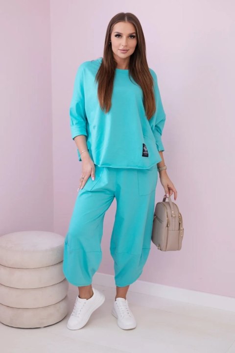 Komplet bawełniany bluza + spodnie miętowy Komplet bawełniany bluza + spodnie miętowy