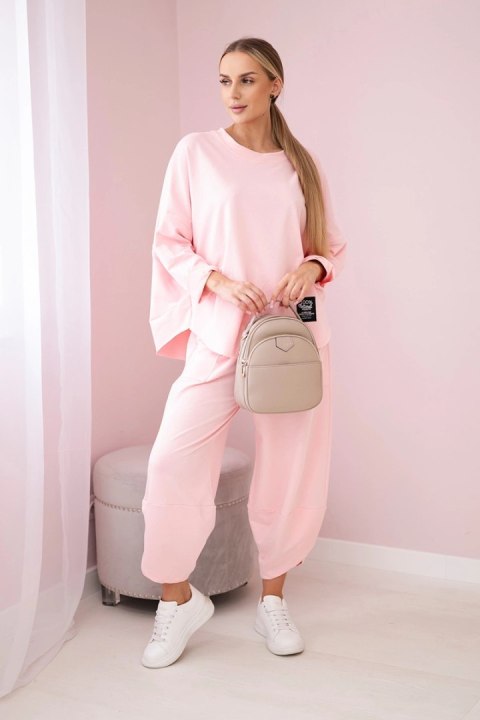 Komplet bawełniany bluza + spodnie pudrowy róż Komplet bawełniany bluza + spodnie pudrowy róż