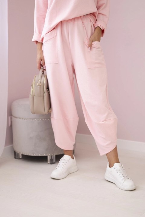 Komplet bawełniany bluza + spodnie pudrowy róż Komplet bawełniany bluza + spodnie pudrowy róż