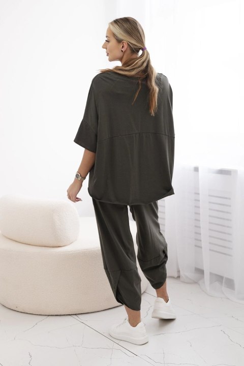 Komplet bawełniany bluzka + spodnie khaki Komplet bawełniany bluzka + spodnie khaki