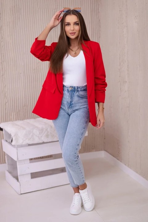 Marynarka z klapami elegancka czerwona Marynarka z klapami elegancka czerwona