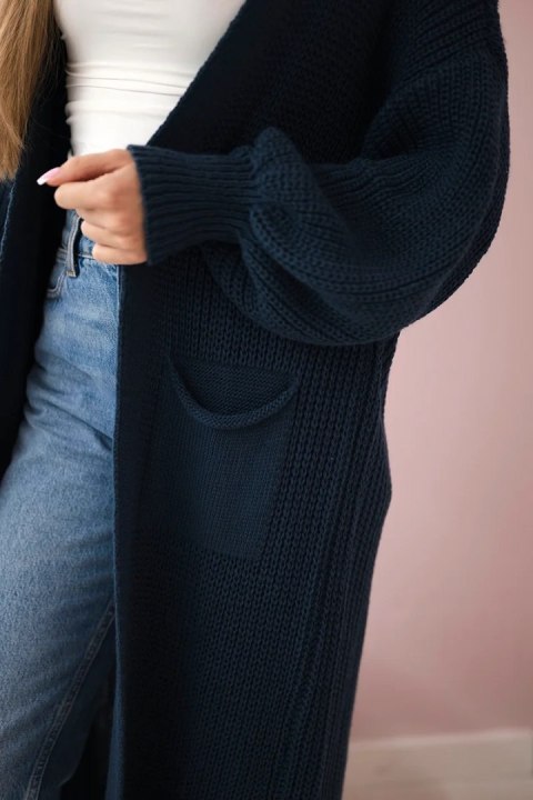 Sweter długi kardigan granatowy Sweter długi kardigan granatowy