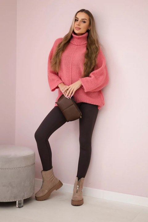 Sweter z golfem ciemny różowy Sweter z golfem ciemny różowy