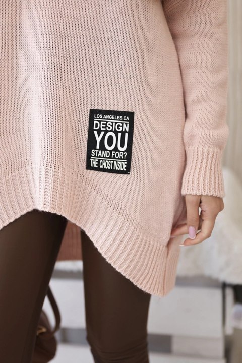 Sweter z golfem pudrowy róż Sweter z golfem pudrowy róż
