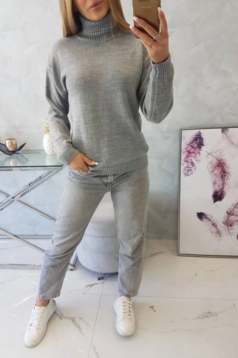 Sweter z wywijanym golfem szary Sweter z wywijanym golfem szary