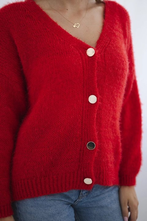 Sweter zapinany na guziki czerwony Sweter zapinany na guziki czerwony