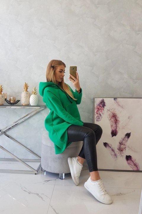 Bluza ocieplana z długim tyłem i kapturem zielona Bluza ocieplana z długim tyłem i kapturem zielona