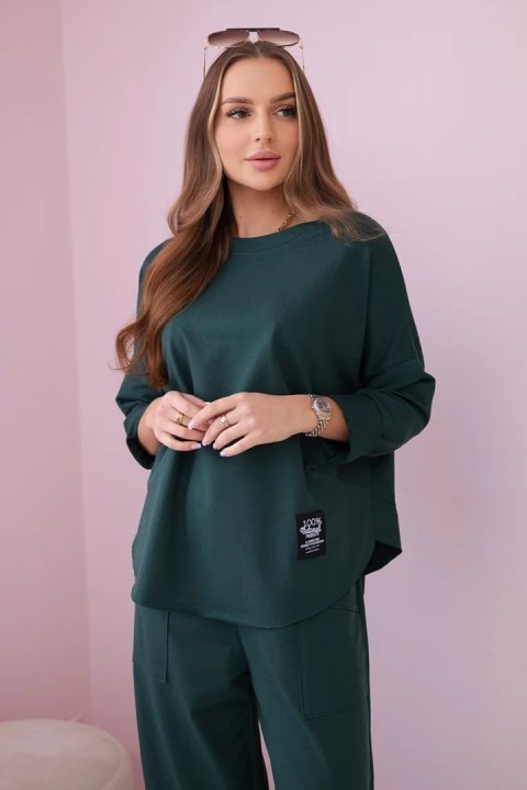 Komplet bawełniany bluza + spodnie ciemny zielony Komplet bawełniany bluza + spodnie ciemny zielony