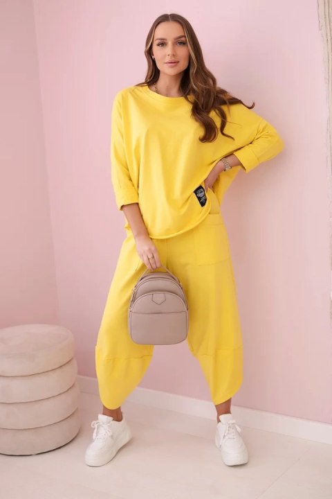 Komplet bawełniany bluza + spodnie żółty Komplet bawełniany bluza + spodnie żółty