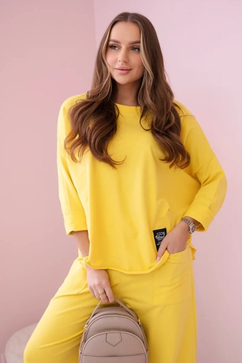 Komplet bawełniany bluza + spodnie żółty Komplet bawełniany bluza + spodnie żółty