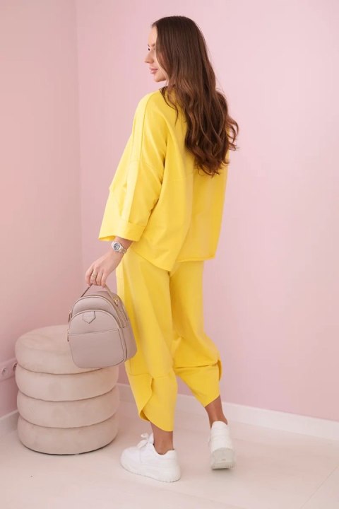 Komplet bawełniany bluza + spodnie żółty Komplet bawełniany bluza + spodnie żółty