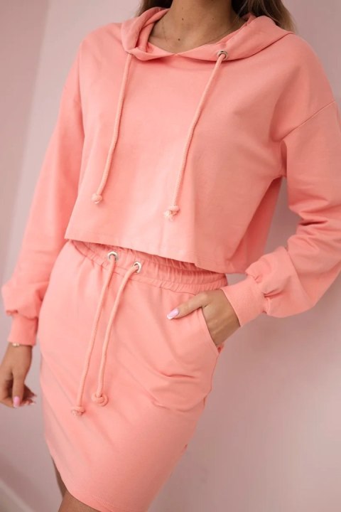 Komplet bluzy ze spódniczką morelowy Komplet bluzy ze spódniczką morelowy