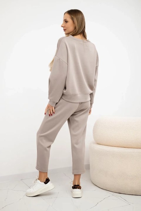 Komplet z wiskozy bluza + spodnie ciemny beżowy Komplet z wiskozy bluza + spodnie ciemny beżowy
