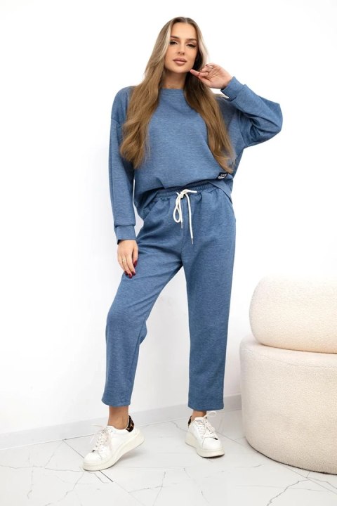 Komplet z wiskozy bluza + spodnie jeansowy melanż Komplet z wiskozy bluza + spodnie jeansowy melanż