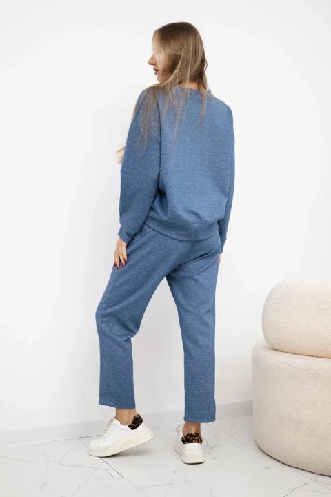 Komplet z wiskozy bluza + spodnie jeansowy melanż Komplet z wiskozy bluza + spodnie jeansowy melanż