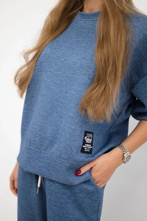 Komplet z wiskozy bluza + spodnie jeansowy melanż Komplet z wiskozy bluza + spodnie jeansowy melanż