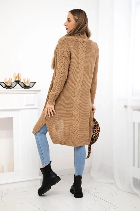 Sweter Kardigan splot warkocz camelowy Sweter Kardigan splot warkocz camelowy