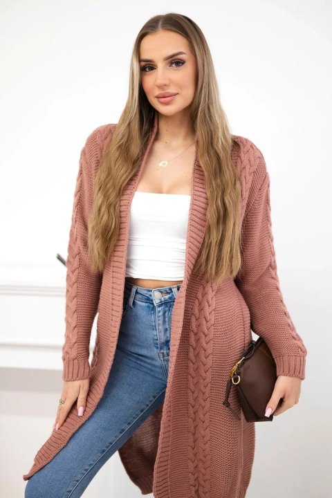 Sweter Kardigan splot warkocz ciemny różowy Sweter Kardigan splot warkocz ciemny różowy