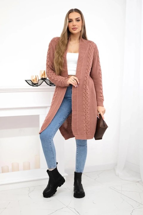 Sweter Kardigan splot warkocz ciemny różowy Sweter Kardigan splot warkocz ciemny różowy