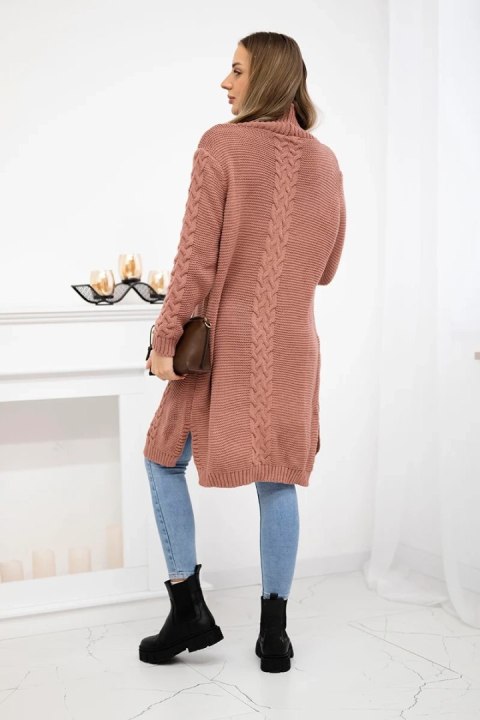 Sweter Kardigan splot warkocz ciemny różowy Sweter Kardigan splot warkocz ciemny różowy