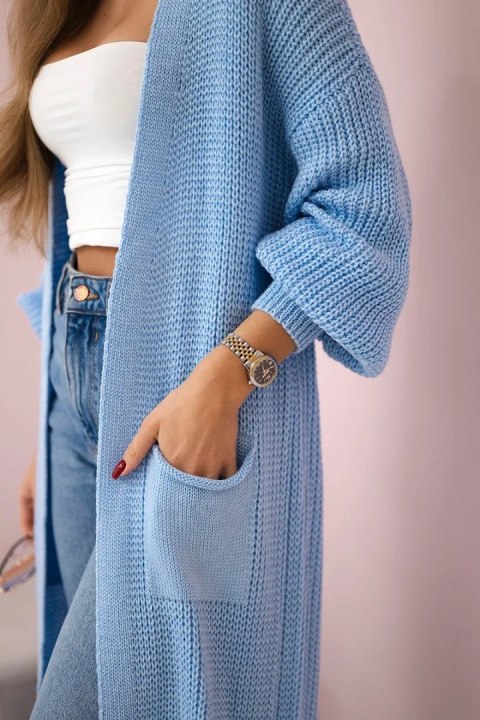 Sweter długi kardigan niebieski Sweter długi kardigan niebieski